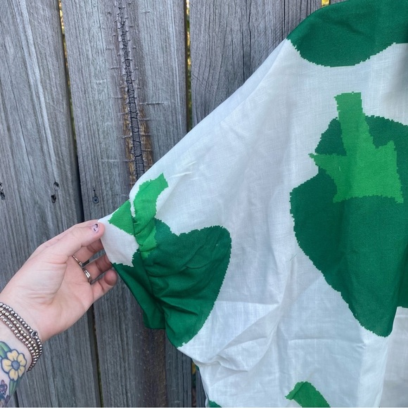 Polagram Green and White Women's Button-Up Top and Lined Shorts Pant SET M - Picture 8 of 8